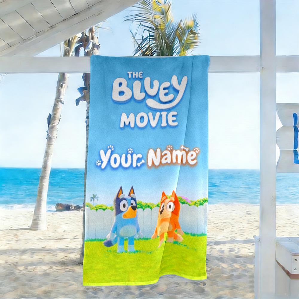 Bluey Personalized Name Beach Towel Super Soft Microfiber Quickdry Fabric Ideal for Travel Outdoor Swim Pool Yoga Surf Camping Hiking Gym Gift Holiday