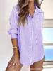 Women's Striped Long-sleeve Shirt - European & American Autumn/Winter Fashion