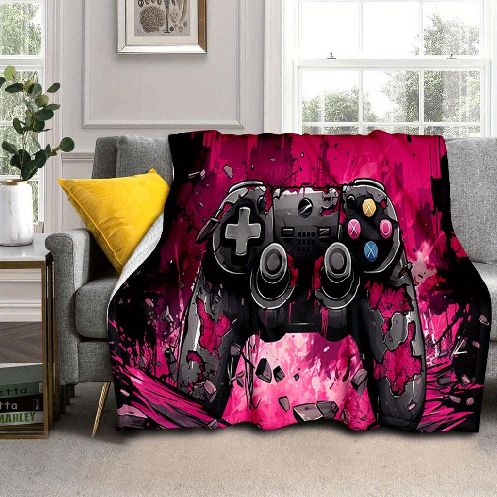 1pc Exquisite Gamepad Printed Blanket,Soft And Comfortable Blanket, Travel Sofa Bed, Office Home Decor, Birthday Gift Blanket, Boys, Girls