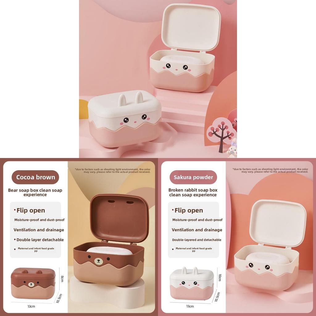Creative Rabbit Soap Container With Double Layer Waterproof Travel Soap Holder For Bathroom Or Travel