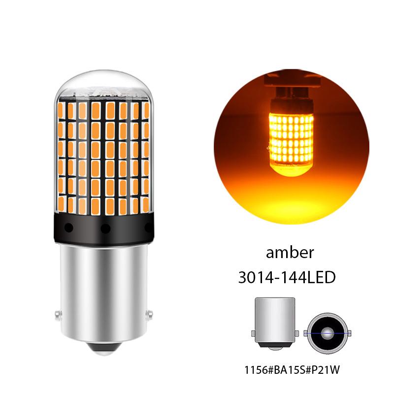 High Power LED Signal Bulb 1156 1157 7440 7443 Auto Brake Light 144SMD 3014 Decoder No Flash Error Car Tail Lamp Universal White