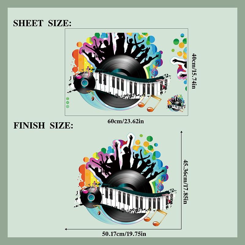 

Музыкальные настенные наклейки, виниловые наклейки для гостиной, спальни, концертного зала, креативные альбомы, художественные наклейки, настенное украшение as pic