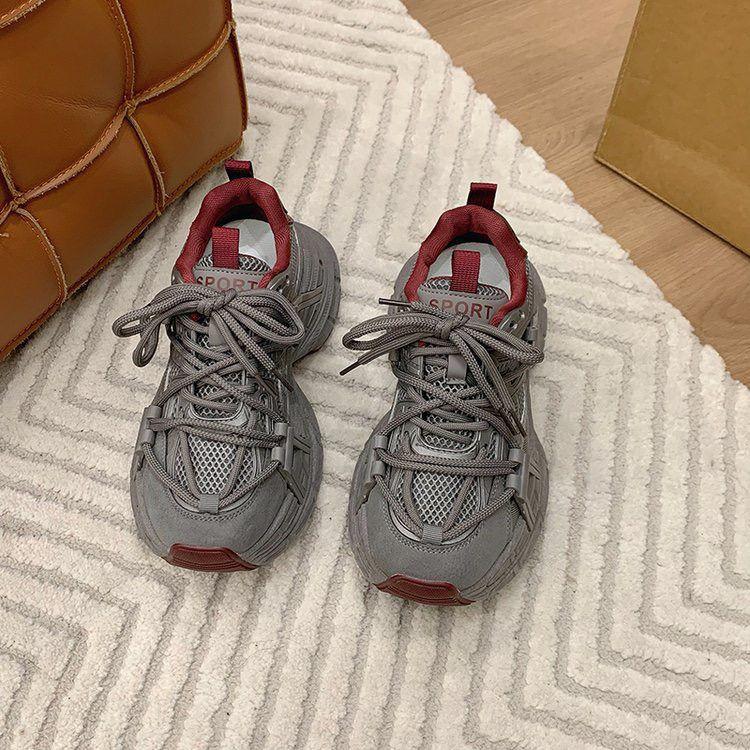 Plateau Dad Shoes Damen Winter Neu Retro Farbkombination Vielseitig Höhenverstellend Kleine Lässige Sportschuhe