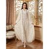 New Arrival Sheer Mesh Embroidered Long Maxi Robe, Elegant Heavy Embroidery Breathable Gown For Holiday Party Evening Dress