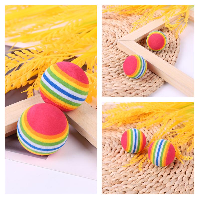 New Pet Toy Large Rainbow Ball Biting Rubber Ball Cats Interactive Supplies