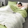 100% Washed Silk Summer Quilt Embroidery Smooth Ice Cooling Comforter for Bed Silky Solid Blanket Soft Cool Summer Blanket