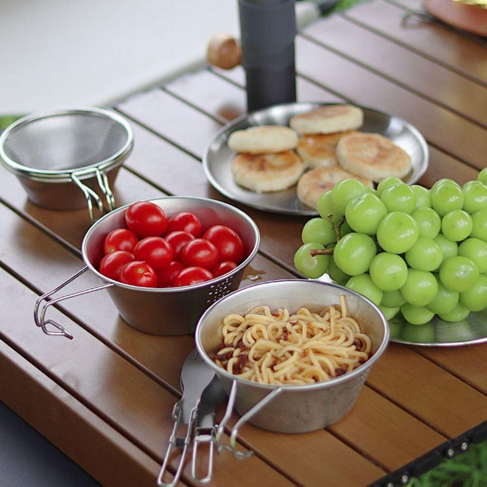 with Scale Snow Roller Bowl Stainless Steel Folding Bowl Food Container Picnic Bowl Outdoor