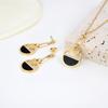 FYSARA New Popular European And American Gold Simple Titanium Steel Necklace Female Lucky Clavicle Chain Necklace Earrings Set