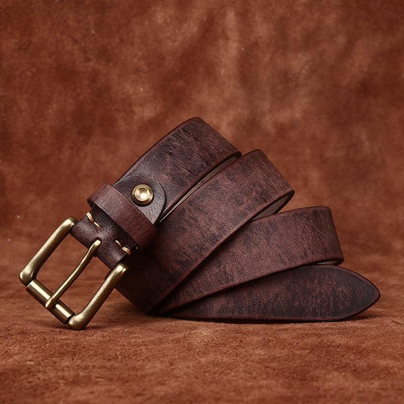 3.3Cm Wide Belt Men'S Retro Pure Cowhide Jeans Belt Men'S Fashion Leather Women'S Universal