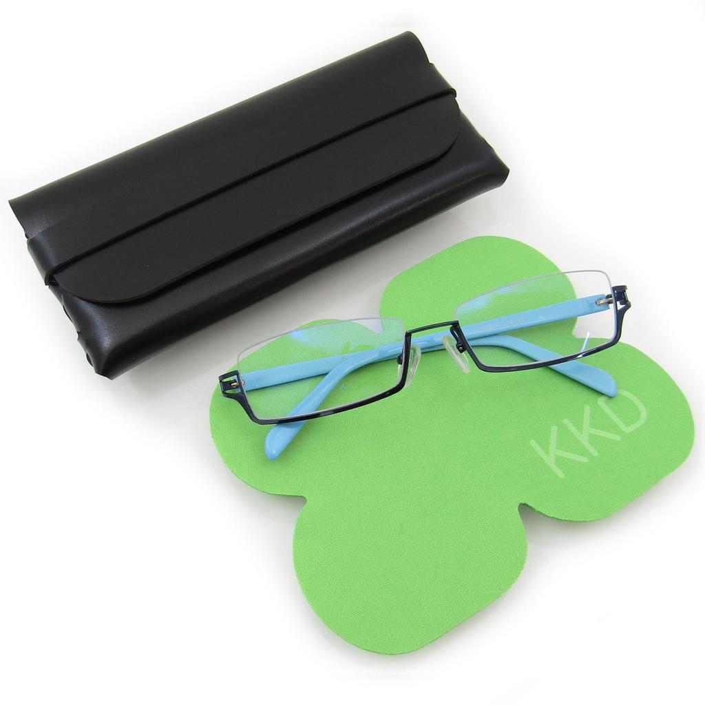 KKD Square Under-Rim Fashion Eyeglasses, Reverse Nylon Frame, Unisex, UV and Blue Light Protection, 6698 (Navy/Light Blue)