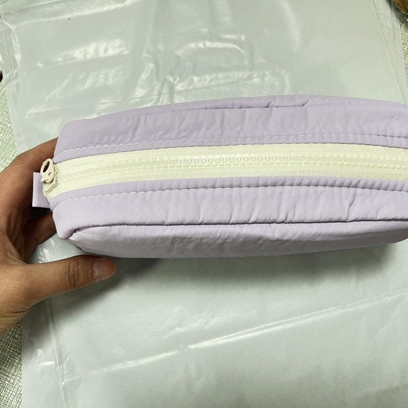 Simplicity Solid Color Pen Bag Zipper Design Portable Pencil Case Large Capacity Stationery Bag Gift Back To School