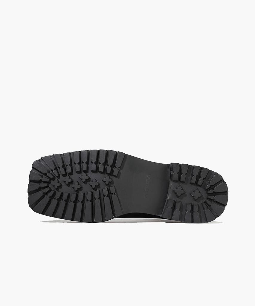 Firenze Atelier [Vibram] Center Cut Oil Pull-Up Square Toe Chelsea 5706-Oil [Matt Black]