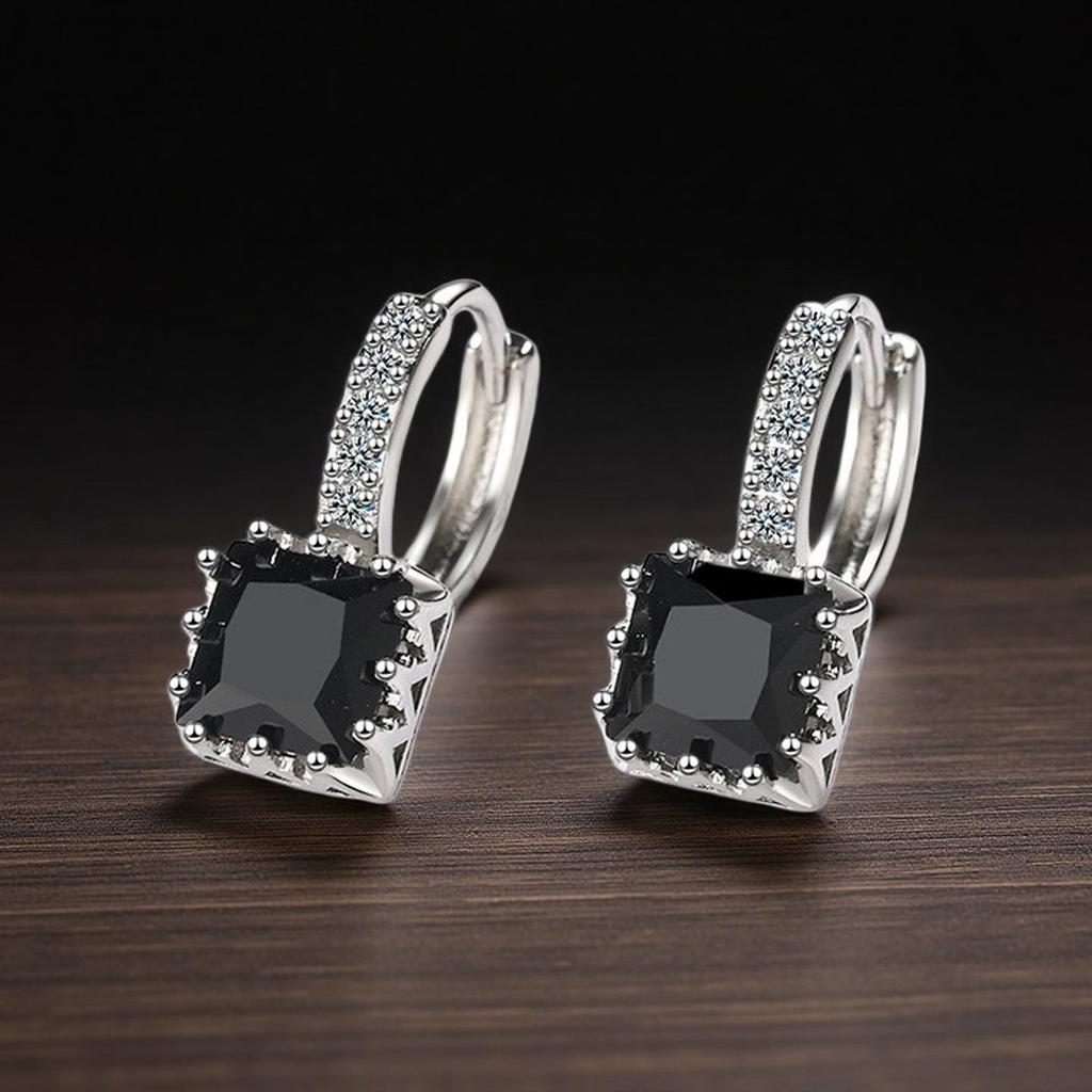 Boucles d'Oreilles Manchette Zircon Noir - Style Européen & Américain Bijoux les Plus Vendus