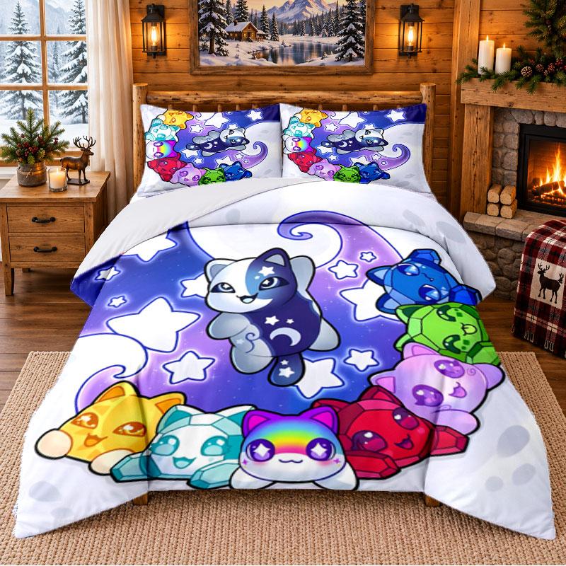 Aphmau Pattern Bedding 3Pcs Set Bed Sheet And Pillowcases For Indoor Bedroom