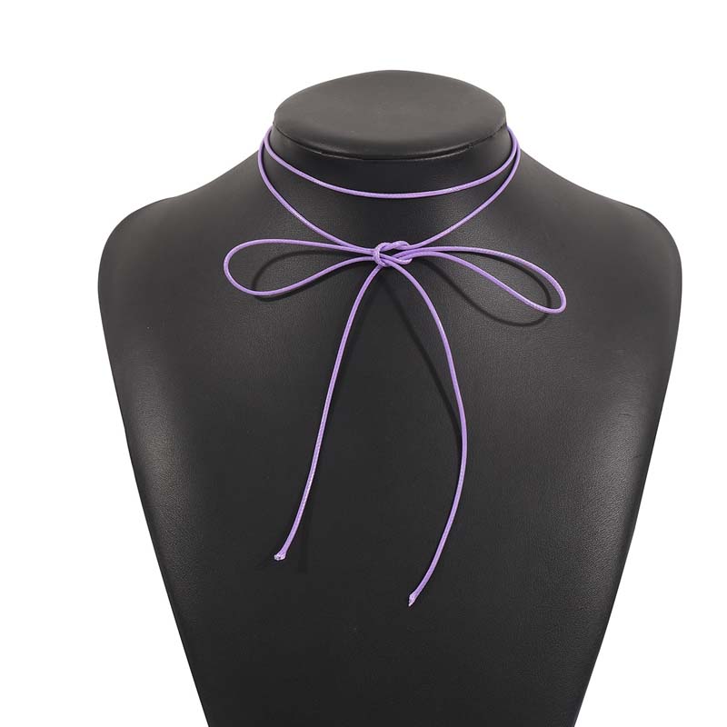 Vintage Black Bowknot Rope Chain Necklace for Women Elegant Weave Knotted Bowknot Ribbon Adjustable Chain Choker Y2K Jewelry