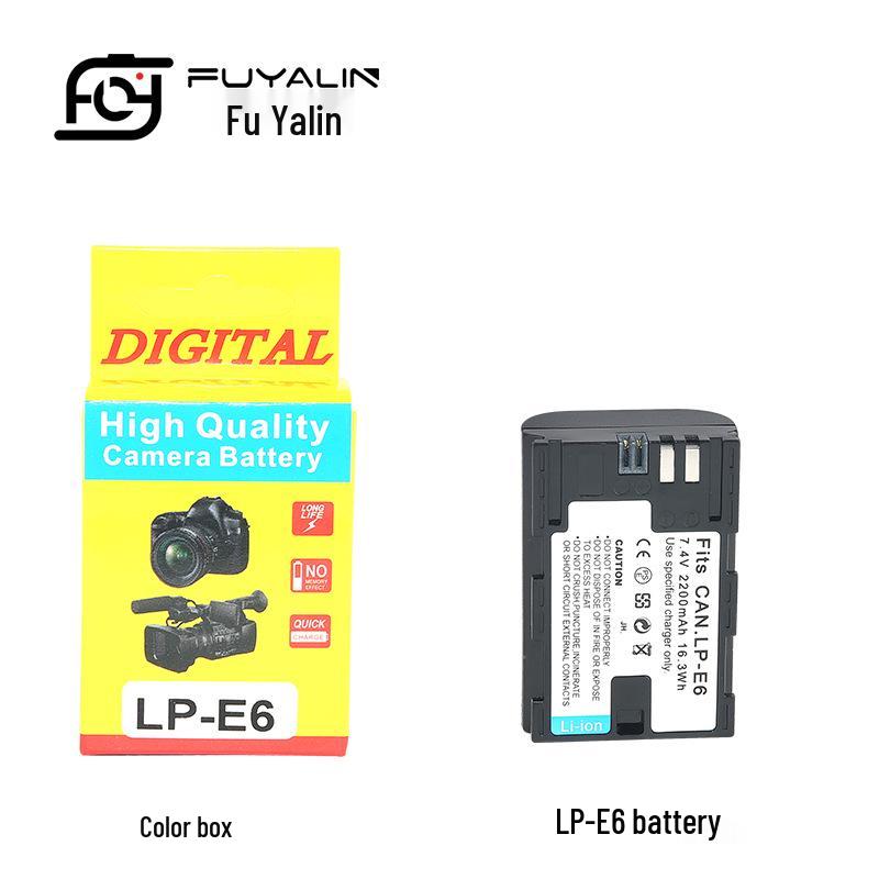 Canon-Compatible LPE6 Camera Battery for 5DS, 5D Mark II-IV, 6D, 80D, EOS R6, R5, R, 90D