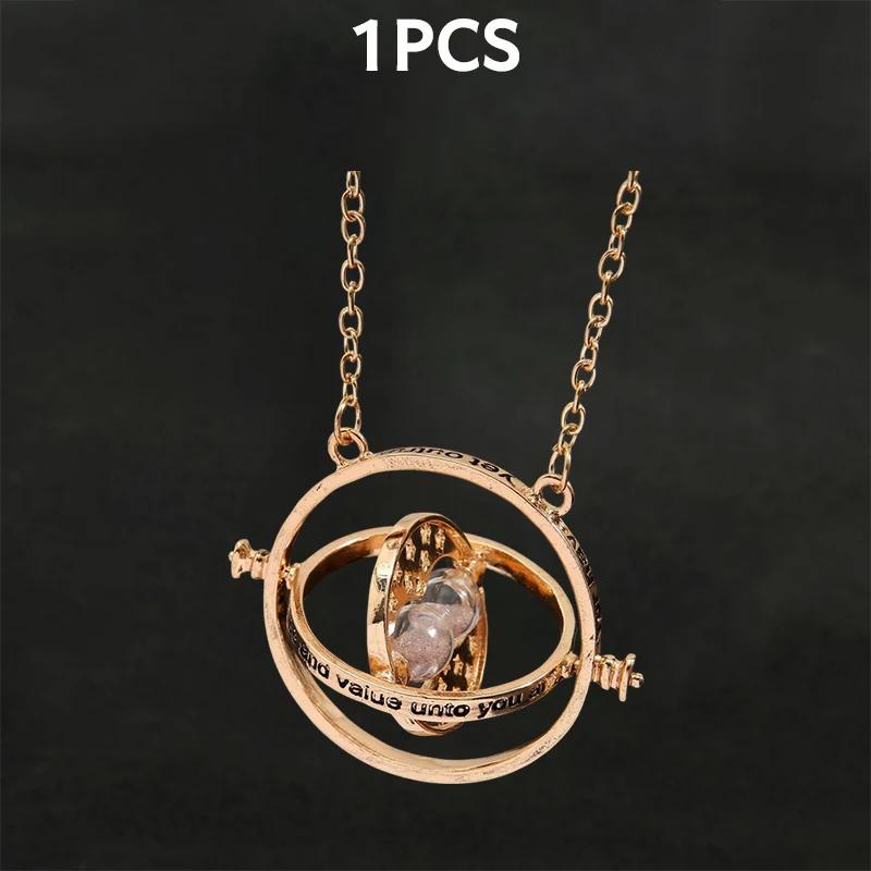 1-10Pcs Harried Time Necklace Timer Hourglass 360 Rotatable Potters Cosplay Props Astronomical Time Converter Magic School Gift