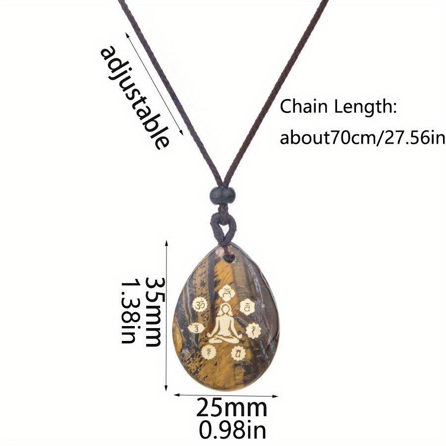 Natural Stone Crystal Carved Yoga Pendant Necklace Adjustable Necklace Natural Gemstone Drop Amethyst Meditation Jewelry Gifts