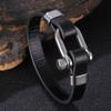 Fashion Shackle Bracelets Men Leather Rope Chain Stainless Steel Survival Button Bracelets For Women Navy Style Jewelry