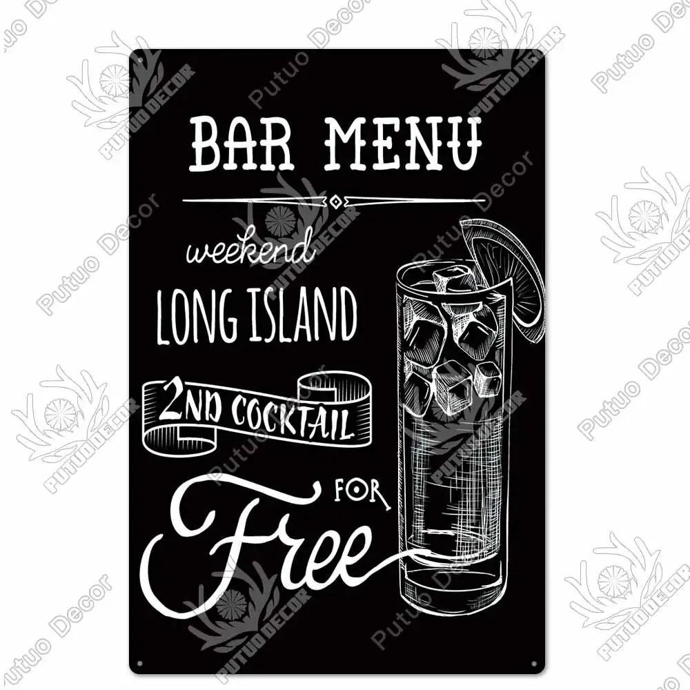 Putuo Decor Vintage Cocktail Metal Sign  Tin Plaque for Wall Decor Perfect for Bar Pub Man Cave or Living Room Decoration  Retro