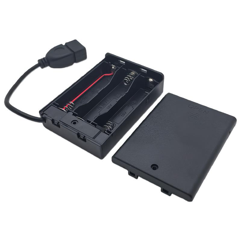 1/4Pcs Usb Mini Power Supply Battery Box With Cover And Switch 3 X Aa Usb Battery Box For 4.5V Led Strip Lights