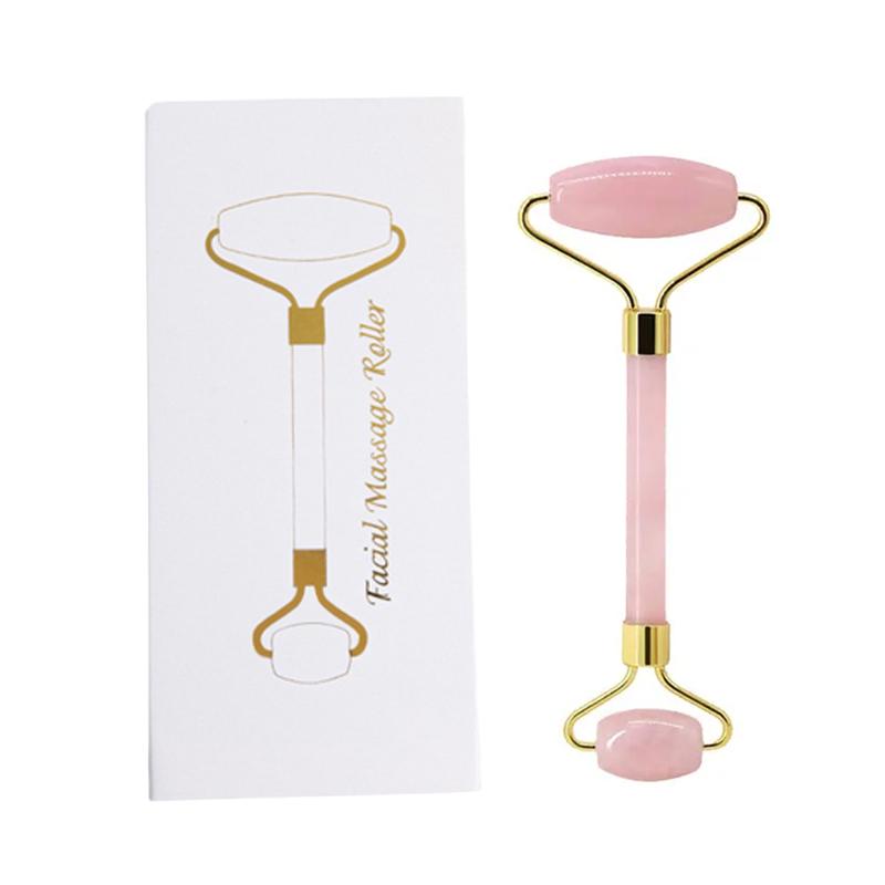 100% Natural Rose Quartz Jade Roller Gua Sha Massager Set Jade Stone Gouache Scraper Facial Massage Lifting SPA Anti Aging Tools