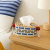 Cloth Liner Desktop Weaving Basket Hand Woven Tissue Storage Box Napkin Dispenser  Office