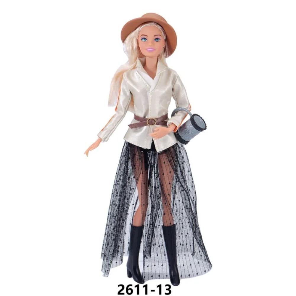 30cm Doll Clothes Fashion Luxury Fur Collar Waist Leather Trench Coat Jacket Pants Skirt Set For 1/6 Supermodel Doll Accessories