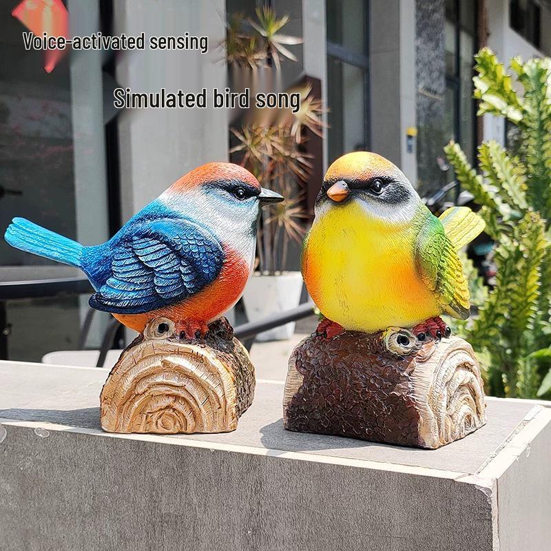 Hummingbird and Tit Bird Resin Garden Ornament for Outdoor Decoration