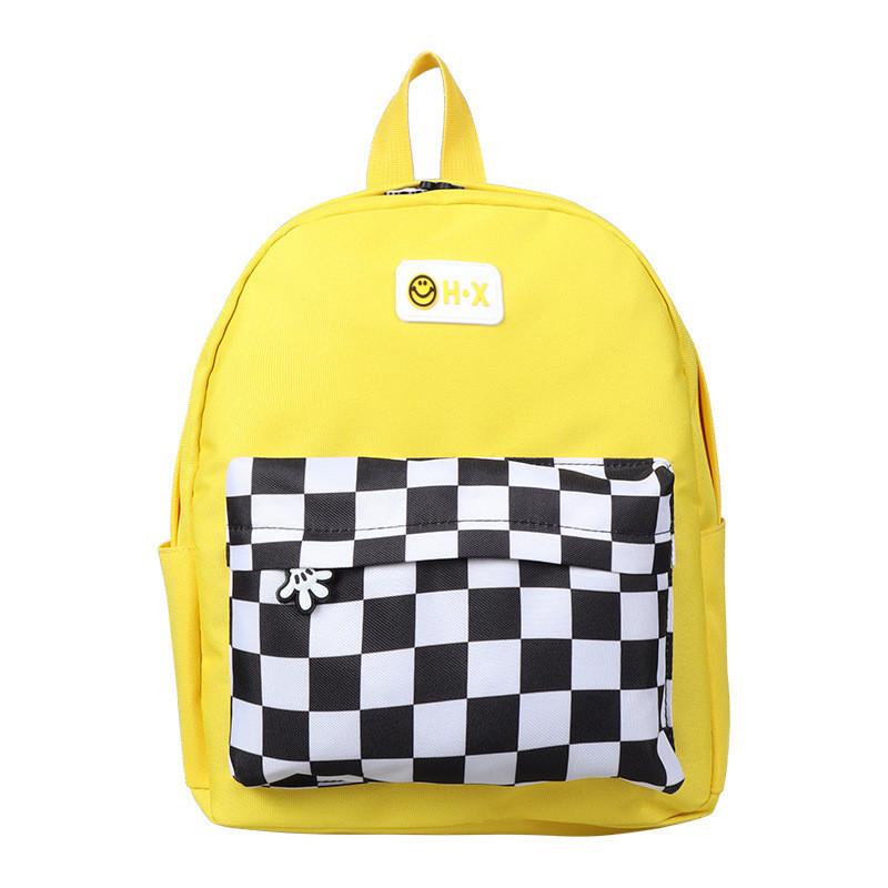 Модный черно-белый клетчатый рюкзак, идеально подходящий для мальчиков и девочек Yellow