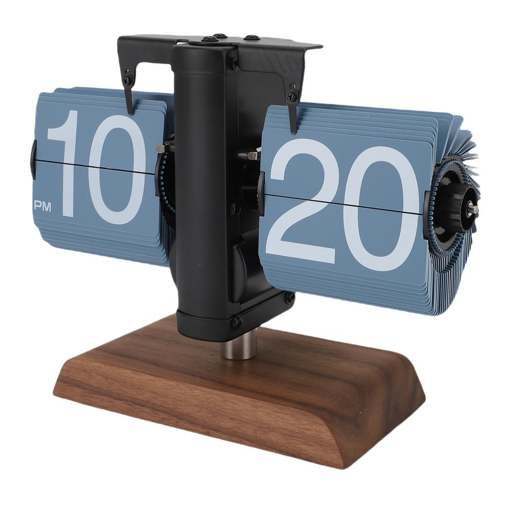 Digital   Desk Clock 12 Hours Battery Powered Retro Mechanical Auto   Down Clock with Wood Base for Living Room