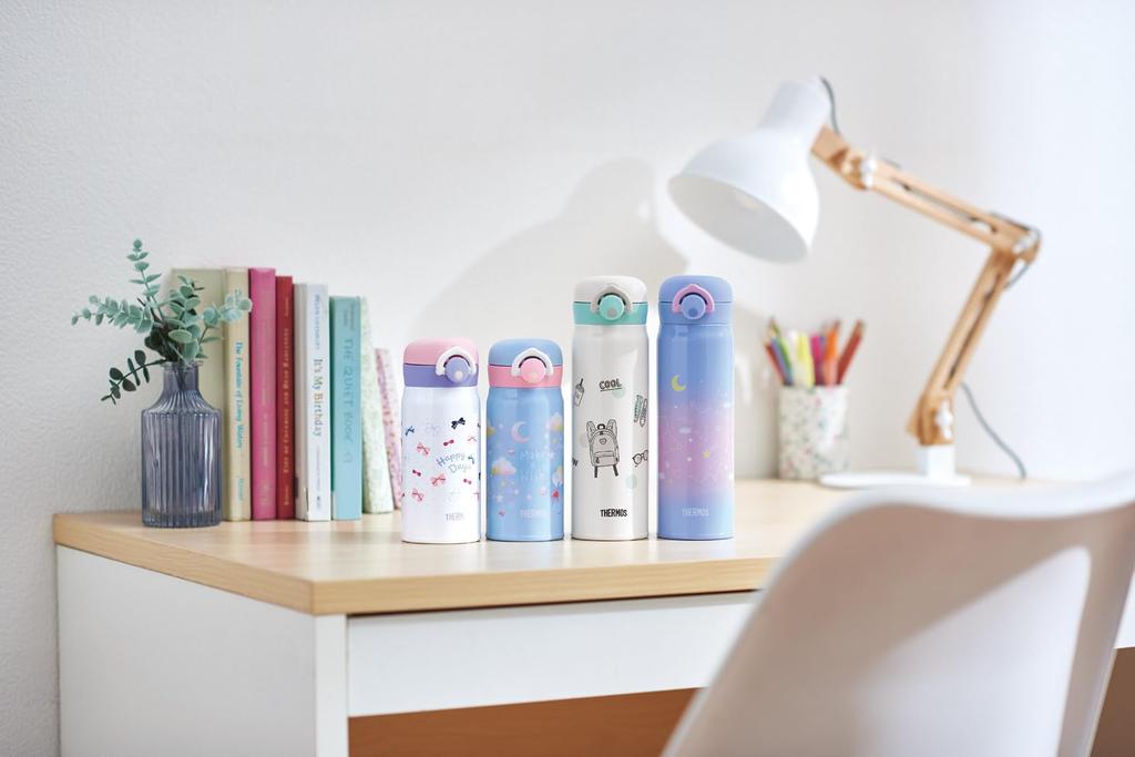 Thermos Water Bottle Vacuum Insulated Mobile Mug 350ml Ribbon White RWH JNR-353G