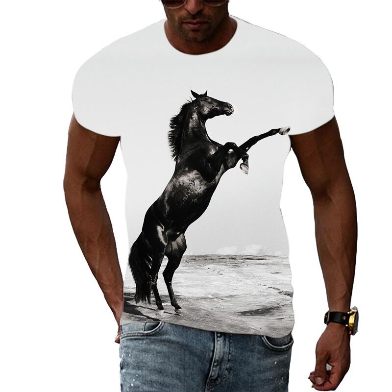 Summer Fashion Graphic Animal Horse T Shirts For Men Casual 3D Print Tee Hip Hop Harajuku Personality Round Neck Short Sleeve