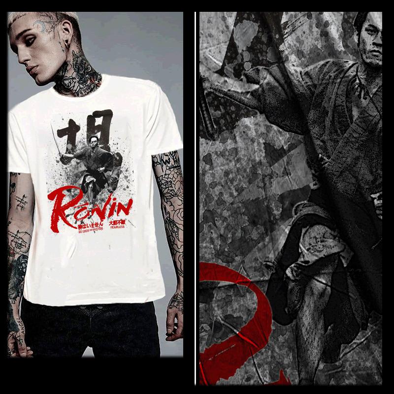 

Samurai T-Shirt brave warrior battle charge Bushido Code Japanese katana Kanji L