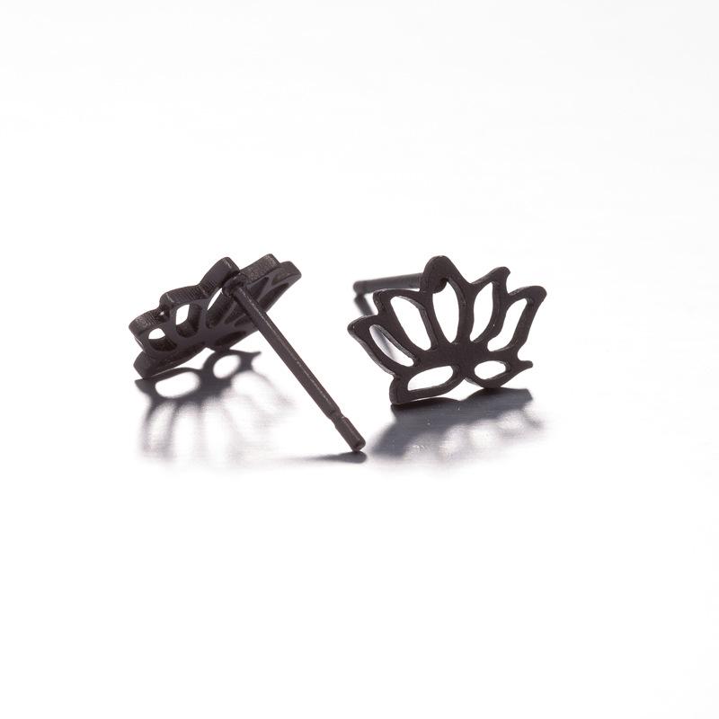 Stainless Steel Petal Earrings - Simple Lotus Flower Design, Elegant Hollow Ear Bone Studs
