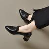 Pointed Single Shoes Women's 2025 Spring New British Style Simple Temperament Work Shoes Two Kinds of Height Shallow Mouth Dress Shoes
