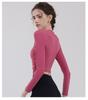 New Quick-dry Long-sleeved Top With High Elasticity, Nude-like Feel, Back Hollow-out, Slim-fitting, Sports Fitness Wear For Women