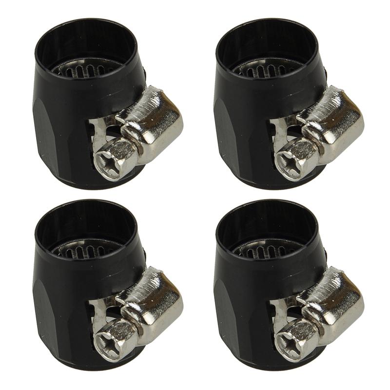 4Pcs Black Aluminum Alloy 6AN Hex Water Hose Fitting End Finishers Clamp Fit for Fuel Oil Coolant