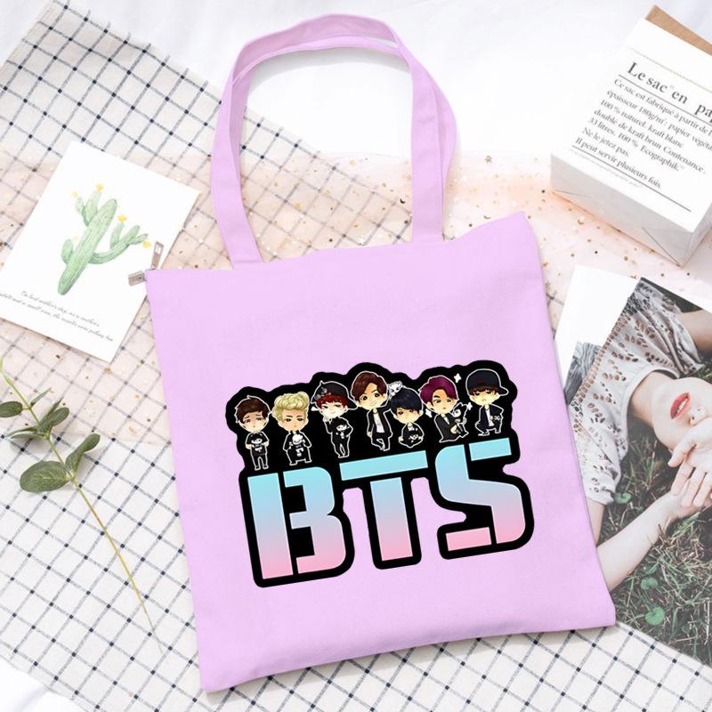Korean Style Printed Canvas Tote Bag for Women Men Large Capacity Commuter Shoulder Handbag Fashionable Daily Outing Purse KTB