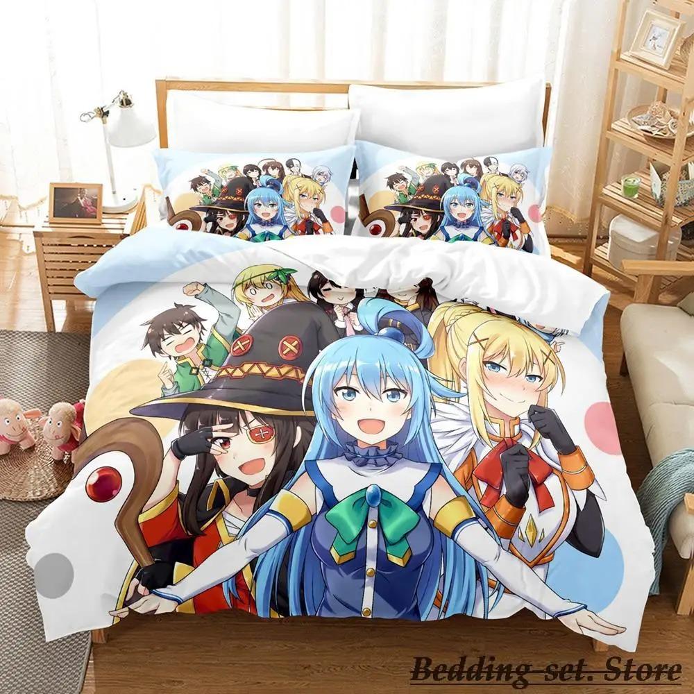 

KonoSuba Комплект постельного белья Single Twin Full Queen King Size Комплект постельного белья Adult Kid Bedroom Duvetcover Sets Anime Parure de lit Bed 70x133cm 2pcs