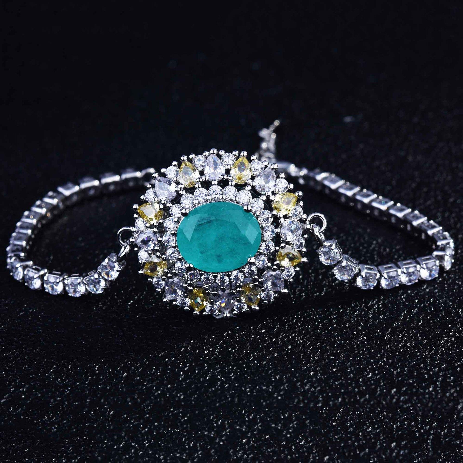 Luxury Full Diamond Imitation Natural Paraiba Bracelet Xiaohongshu Recommended Bracelet