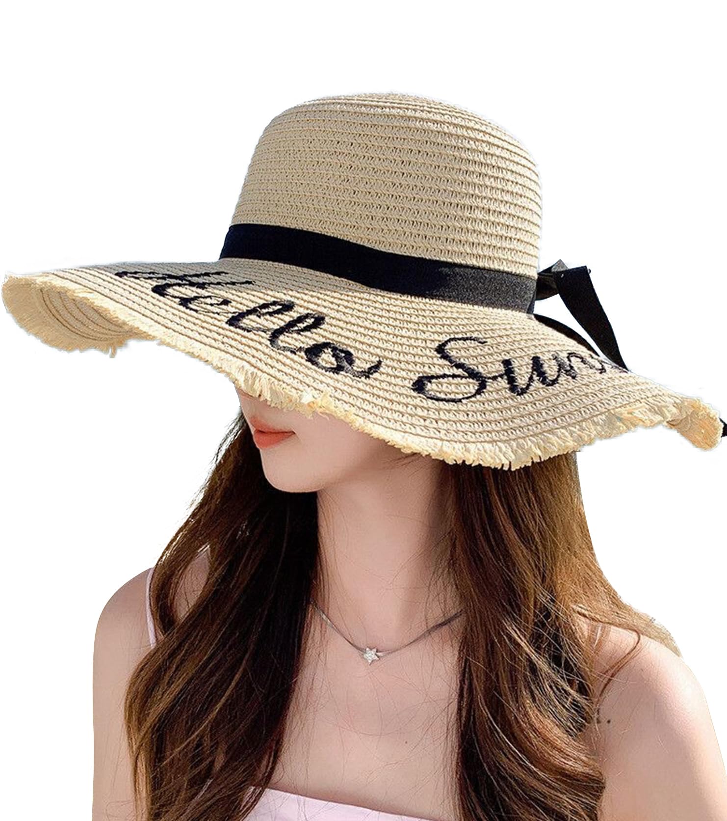 

соломенная шляпа 12 см шириной от солнца УФ соломенная милая соломенная УФ номер [Lhyxuuk] Женская шляпа, поля, складная, защита, защита, шляпа, шляпа, защита, пляж, курорт, бежевый