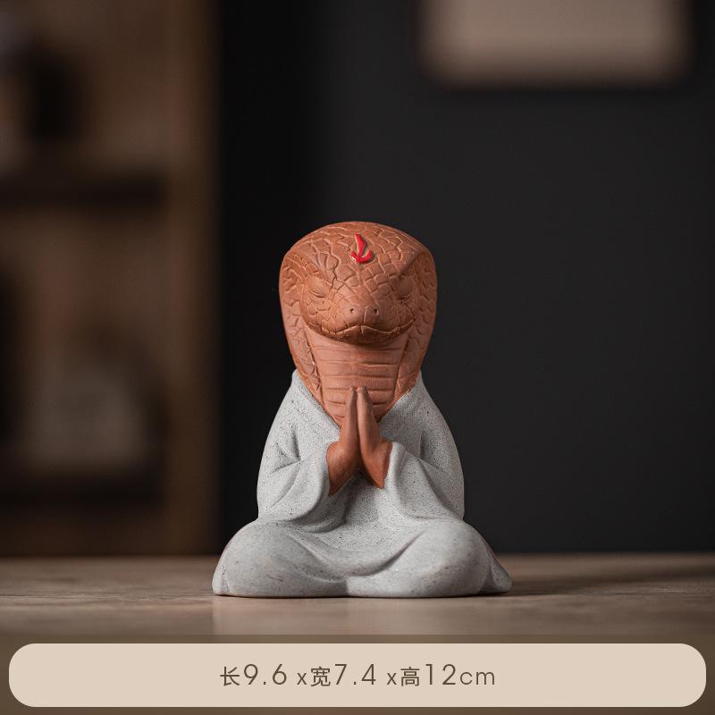 Zen Fortune Ceramic Tea Pet Zodiac Snake Statue Ornaments Animal Tea Figurine Wealth Sculpture Crafts Home Desktop Decoration