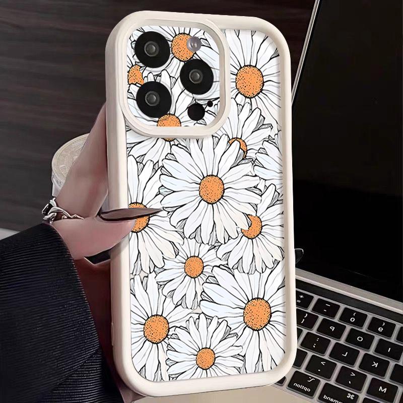 For iPhone 16 Pro Max Phone Case For iPhone 16e 15 14 13 12 Pro Max Plus 11 XR XS Flower Print Phone Case TPU Soft Shockproof Case Cover