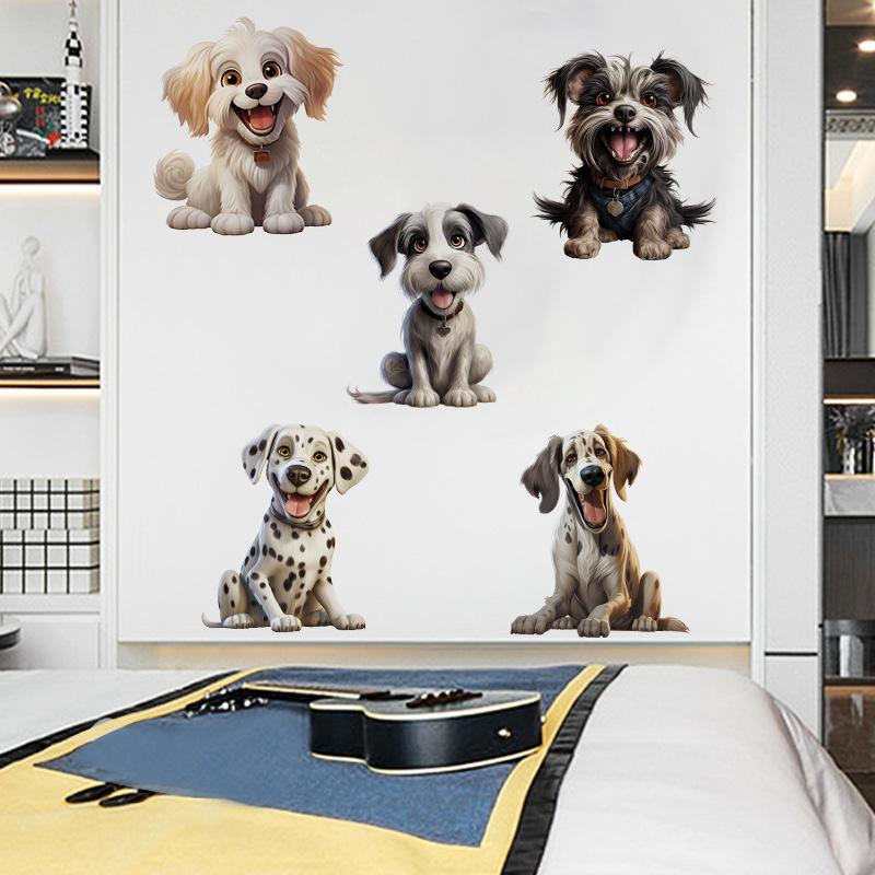 IWallDecal Adesivi Murali A Forma Di Cane Con Scritta 'A Room With Dogs' - 6 Fogli 35,6x27,9cm Per Cameretta Bambini