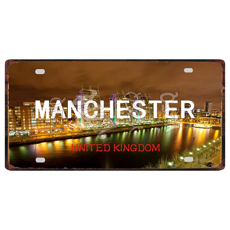 YZFQ30X15CM Bonn Rotterdam Manchester City Retro Tin Metal Sign Travel Souvenir Wall Pub Shop Home Garage  Art Decor  DC-1297B