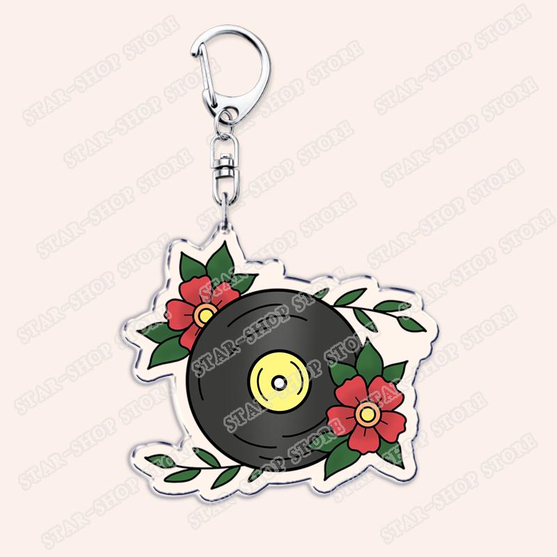 

Aesthetic Indie Red Record Music Keychains for Women Accessories Bag Retro Vinyl Label Player Key Chain Fans Gifts Keyrings