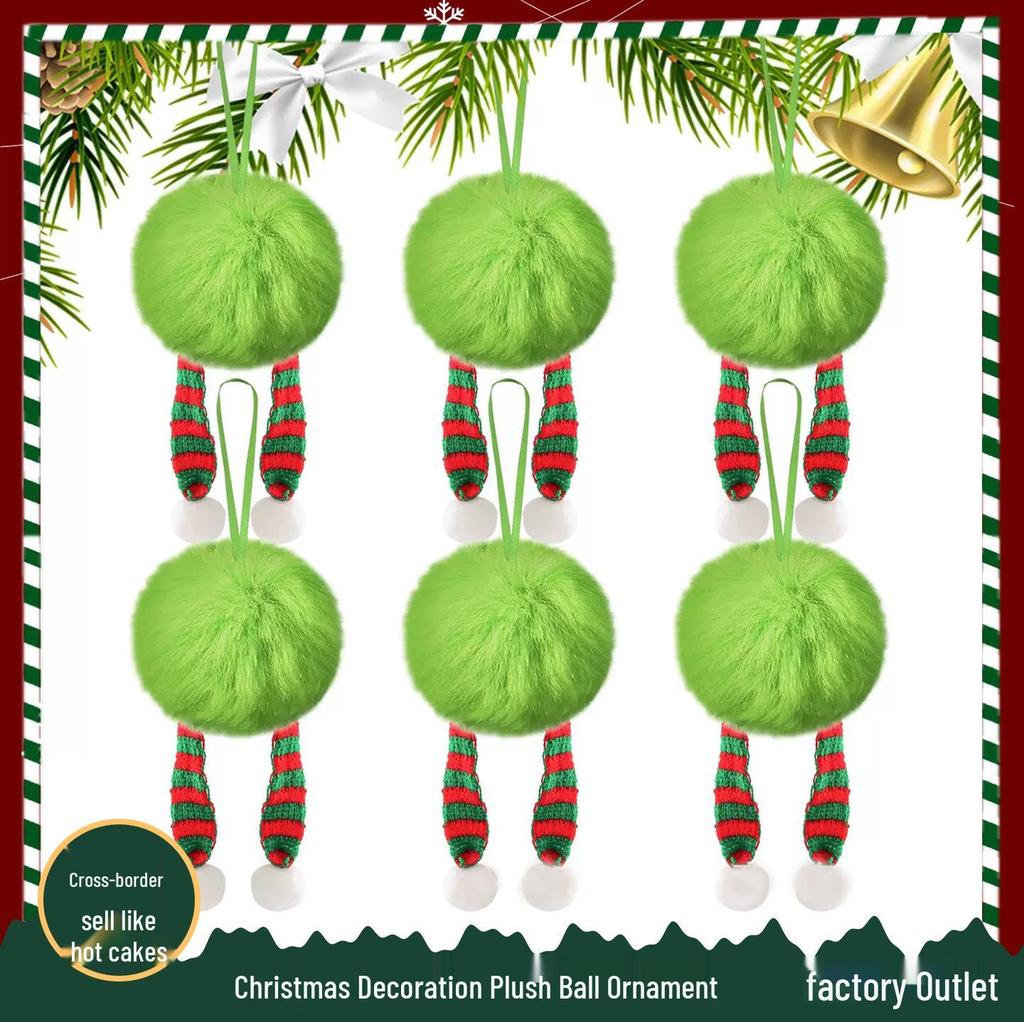 Grinch Green Fluffy Ball Ornaments: Christmas & New Year Tree Decorations, Festival Party Gifts
