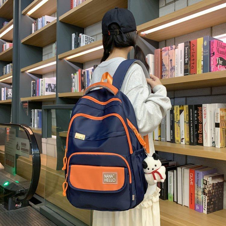 Schoolbag Korean version ins campus style solid color simple fashion versatile large capacity schoolbag junior high school student backpack