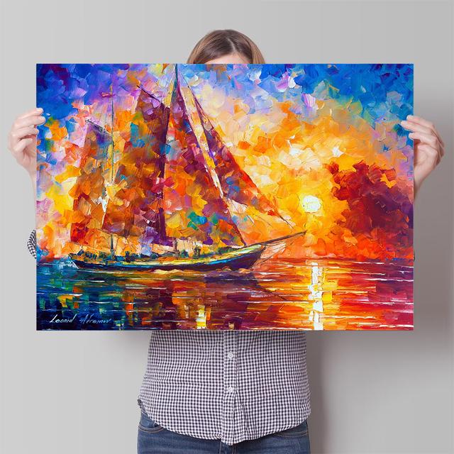 Sailboat Poster Sea Surface Canvas Painting Colorful Prints Wall Art Pictures Home Decor for Living Room Study Bedroom No Frame